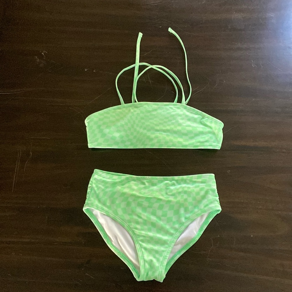 Art Class two piece girls green checkered bikini